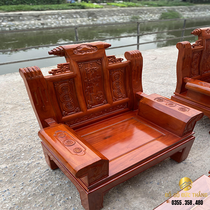 Bàn ghế âu á chương cuốn thư gỗ xoan giá rẻ