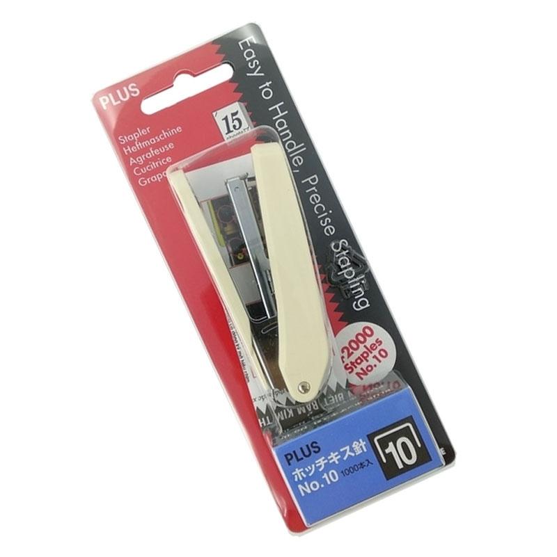 Bộ Bấm Kim Plus 30-016 TR OS 10E - Màu Trắng + 2 Hộp Kim No.10