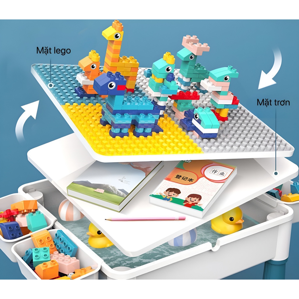 Bàn Lắp Ráp Đồ Chơi Xếp Hình Lego 110 Chi Tiết, Có Ngăn Dựng Đồ Và Ghế Ngồi Đa Năng