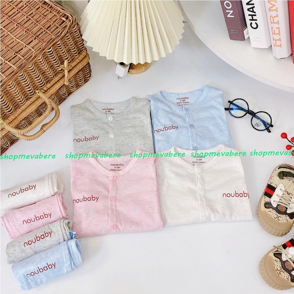 Bộ dài tay cotton NouBaby cài cúc giữa cho bé trai bé gái sơ sinh 3-13kg - BO32