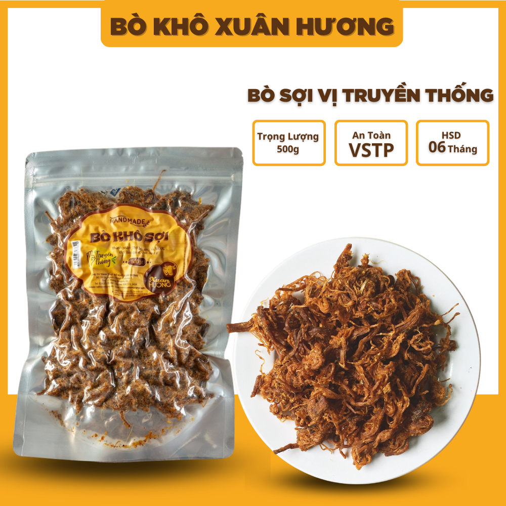 Khô bò khô sợi loại 1, thịt bò khô xé sợi vị truyền thống Xuân Hương siêu ngon 500g