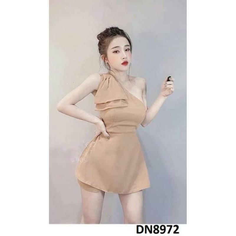 Sét áo lệch vai phối nơ