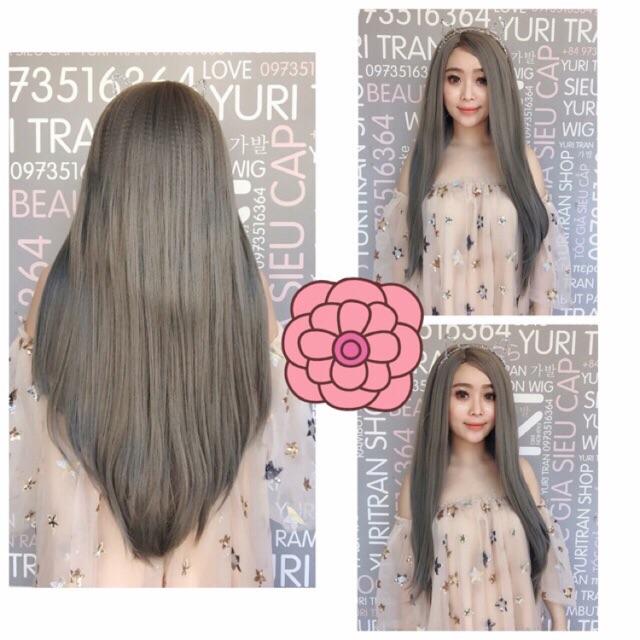 Tóc giả 2 mái ngôi 6/4 cao cấp- tặng lưới chùm tóc