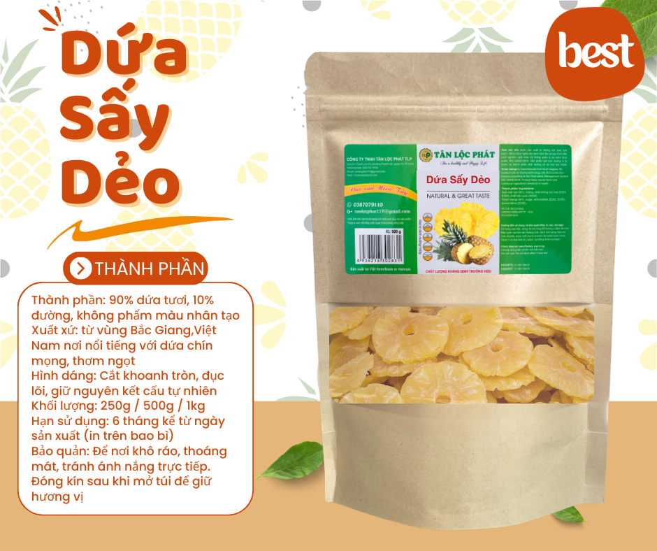 Dứa Sấy Dẻo Nguyên Chát Tân Lộc Phát