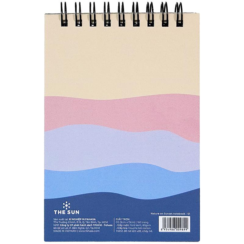 Sổ Lò Xo Trên Giấy Trơn - 160 Trang 9 x 13 cm 80gsm - Nature On Sunset - The Sun 01