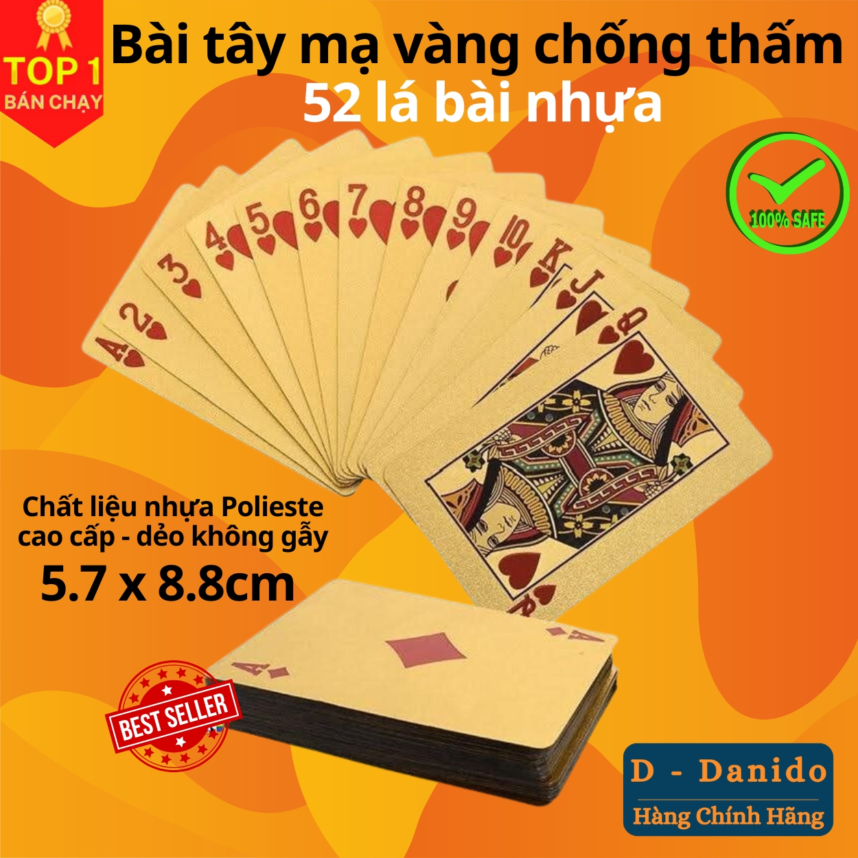 Bộ Bài Mạ Vàng 24K Cao Cấp Chất Liệu Đàn Hồi, Bộ Bài Tây Poker Mạ Vàng miDoctor