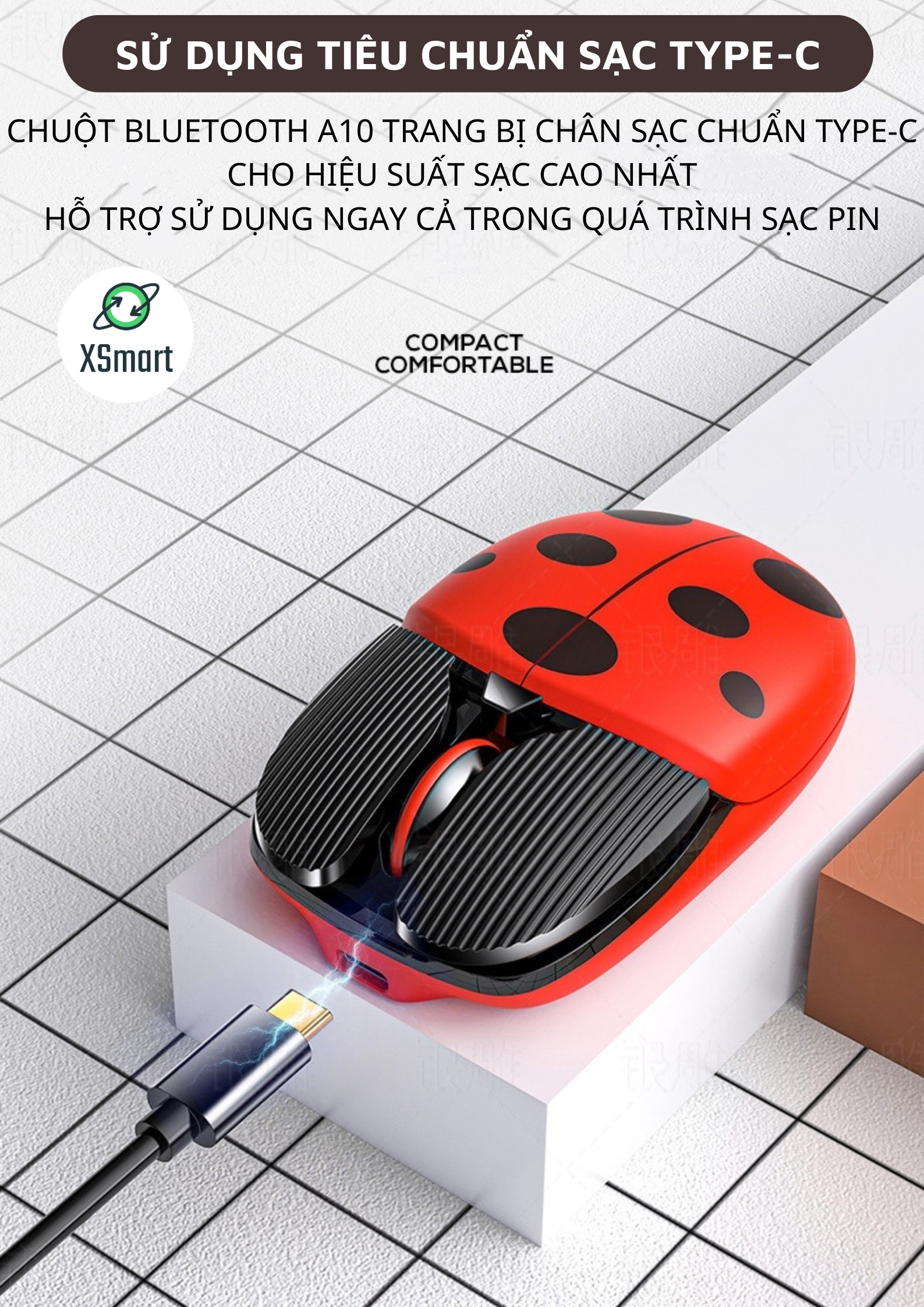 Chuột Bluetooth Không Dây A10 Hình Chibi Siêu Cute, Sử Dụng Pin Sạc Dùng Văn Phòng Tiện Lợi, Chơi Game Điện Thoại, Máy tính, PC-Hàng Chính Hãng