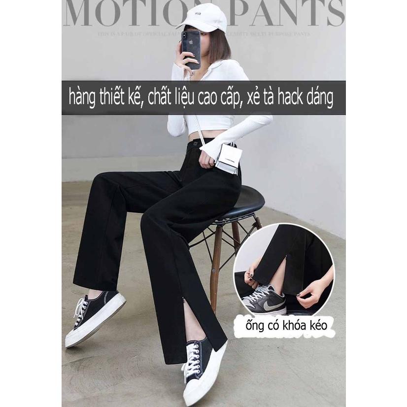 HÀNG THIẾT KẾ Quần Ống Rộng Suông xẻ tà có khóa kéo lưng cao chất tuyết mưa culottes cạp cao cho nữ