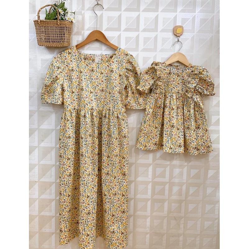 Vải thô cotton hướng dương hoa dây mịn mát may váy áo