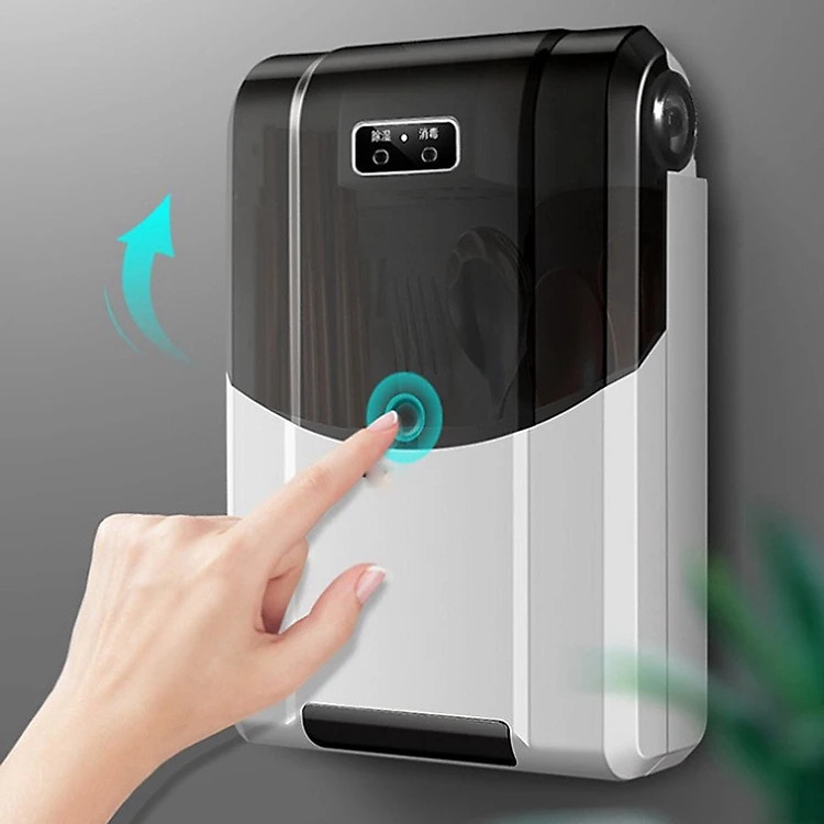 Hộp Sấy Và Khử Khuẩn Đũa Thìa Muỗng Thông Minh, Có Nắp Đậy Cao Cấp Chống Côn Trùng, Kiến, Dán Tường Chắc Chắn - Hàng Loại 1