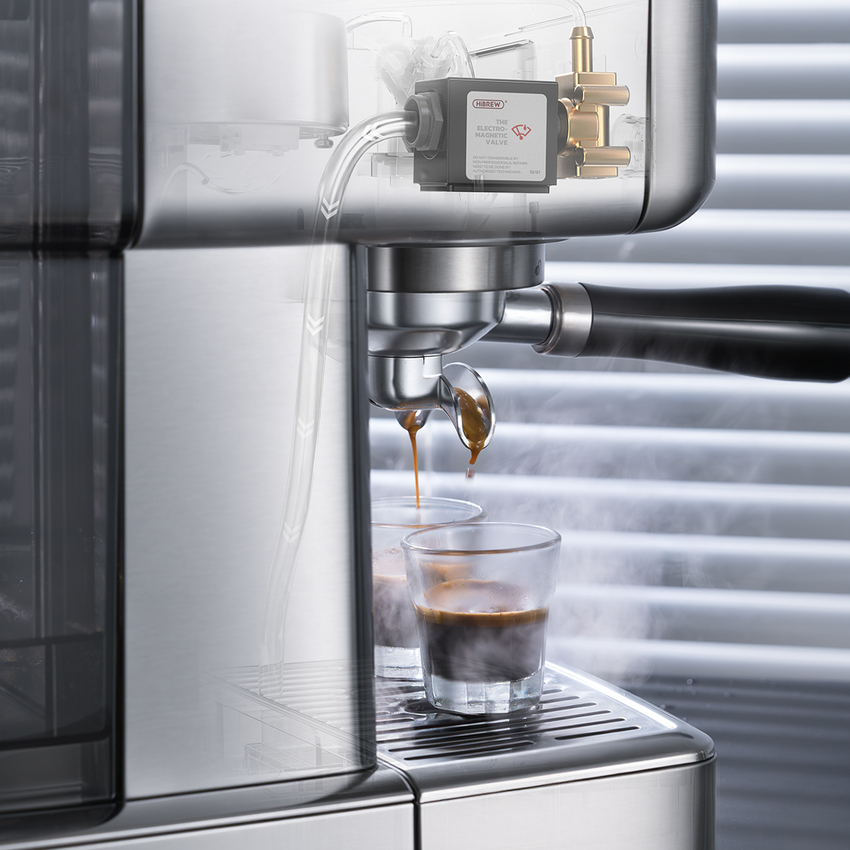 Máy pha cà phê chuyên nghiệp Espresso, Cappuccino, Latte. Thương hiệu Mỹ cao cấp HiBREW - H10. Hàng chính hãng