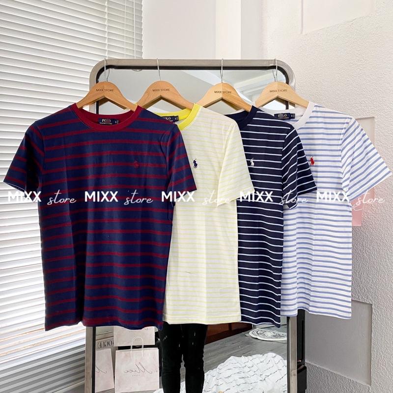 Áo Thun Nữ Sọc POLO Thêu logo chất cotton xịn mịn phom suông vừa