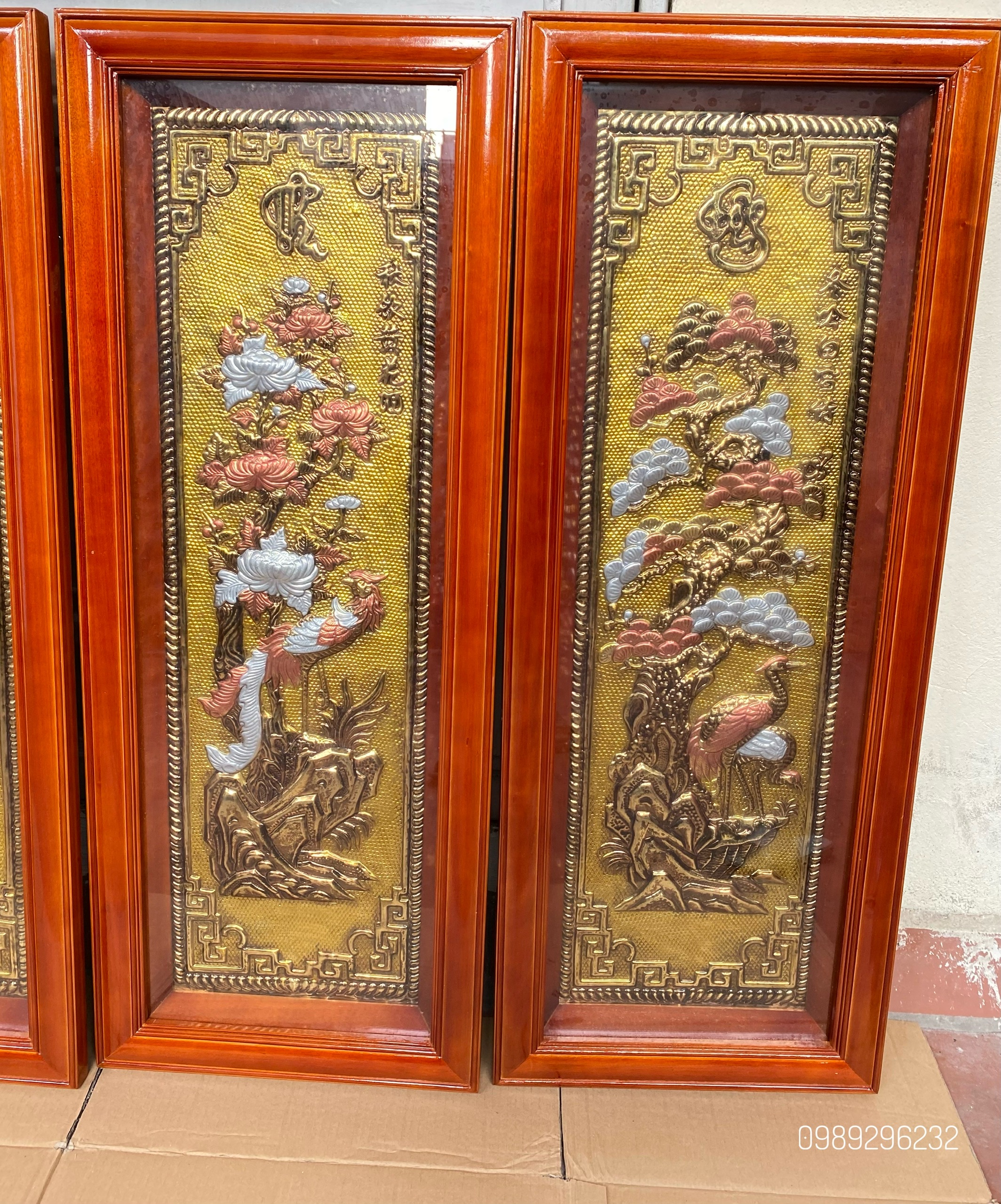 Bộ tranh tứ quý tùng - cúc - trúc - mai bằng đồng