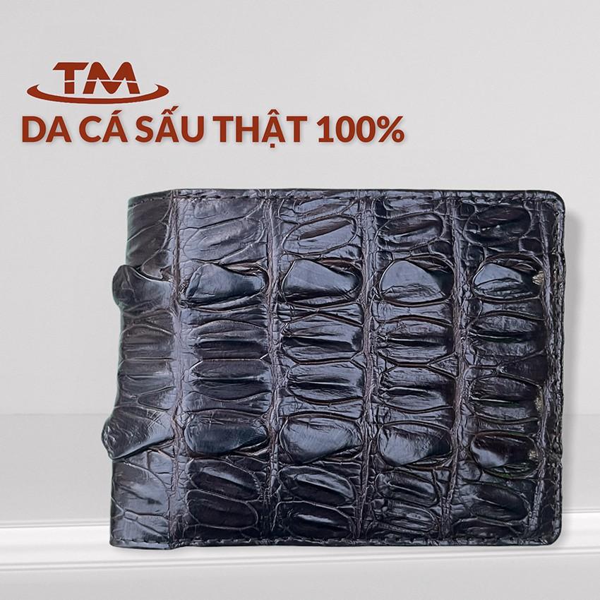 Bóp Ví Nam Cá Sấu ST03 Ví Ngang Đựng Tiền Nhiều Ngăn Có Ngăn Khóa Kéo Chất Da Cá Sấu Thật, Da Gai Đuôi Màu Nâu Đất Sang Trọng Bền Bỉ Tặng Thêm Móc Khóa Bàn Tay Da Cá Sấu