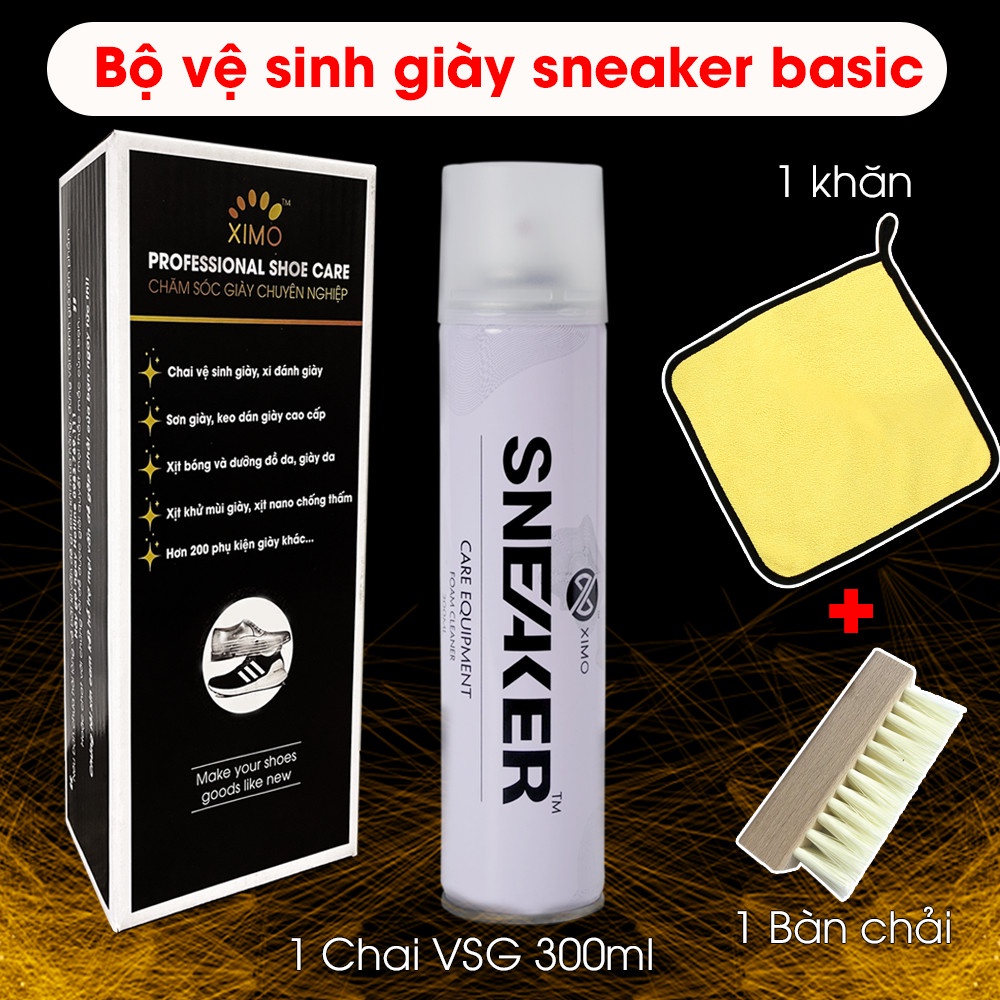 Chai Xịt Tạo Bọt Vệ Sinh Giày Ximo Cao Cấp 300Ml Xvsg02 - Bộ Sneaker Basic