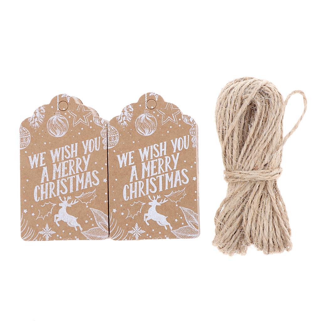 100pcs Set Christmas Kraft Paper Labels Christmas Hanging Gift Tags