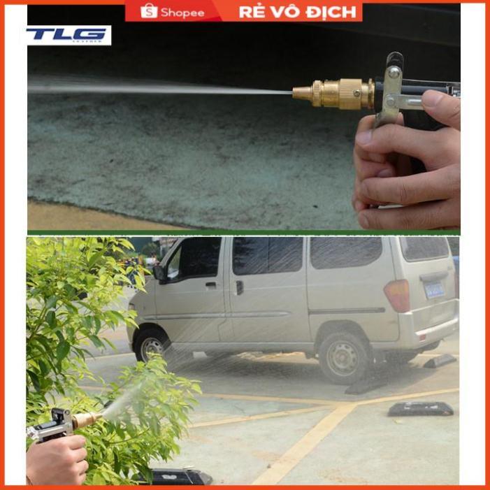 Bộ dây vòi xịt nước rửa xe, tưới cây . tăng áp 3 lần, loại 3m, 5m 206318E đầu đồng, đai, nối, d.vàng