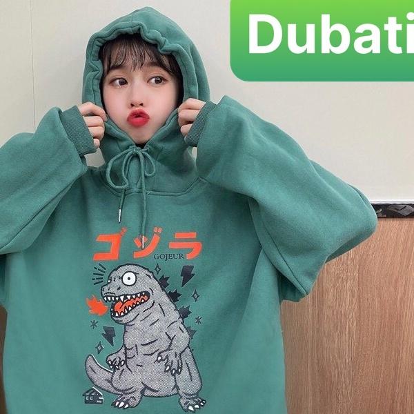 ÁO KHOÁC NỈ HOODIE KHỦNG LONG 3 MÀU NAM NỮ CHẤT VẢI MỊN DÀY PHONG CÁCH HÀN QUỐC- DUBATI FASHION