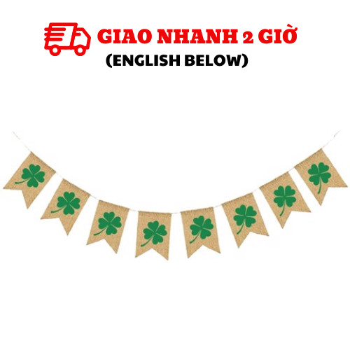 Bộ dây cờ cỏ ba lá trang trí Patrick's Day màu xanh ptd03