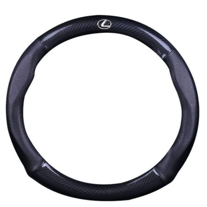 Bọc vô lăng TTAUTO cho xe ô tô từ 4 đến 7 chỗ chất liệu da vân carbon cao cấp có logo LEXUS