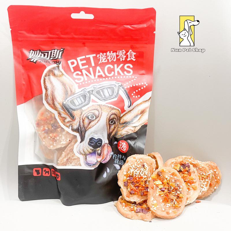 Pizza nhỏ nhân gà phủ rau xanh cho chó - Pet Snack Mecosy