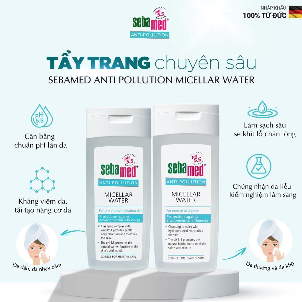 Tẩy trang dành cho Da dầu &amp; Da hỗn hợp Sebamed pH5.5 200ml