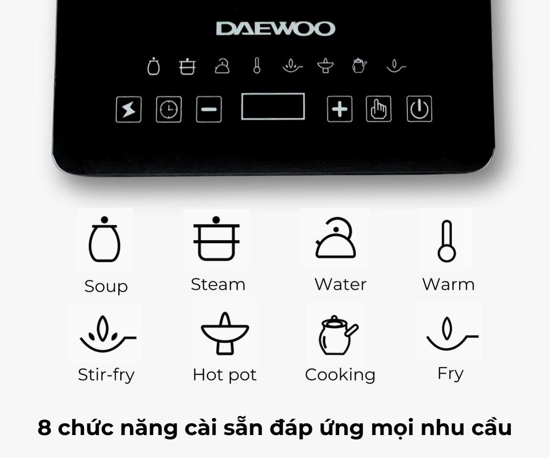 Bếp Từ Đơn Daewoo DWI-1505B, 8 chế độ cài sẵn 1500w - Hàng chính hãng