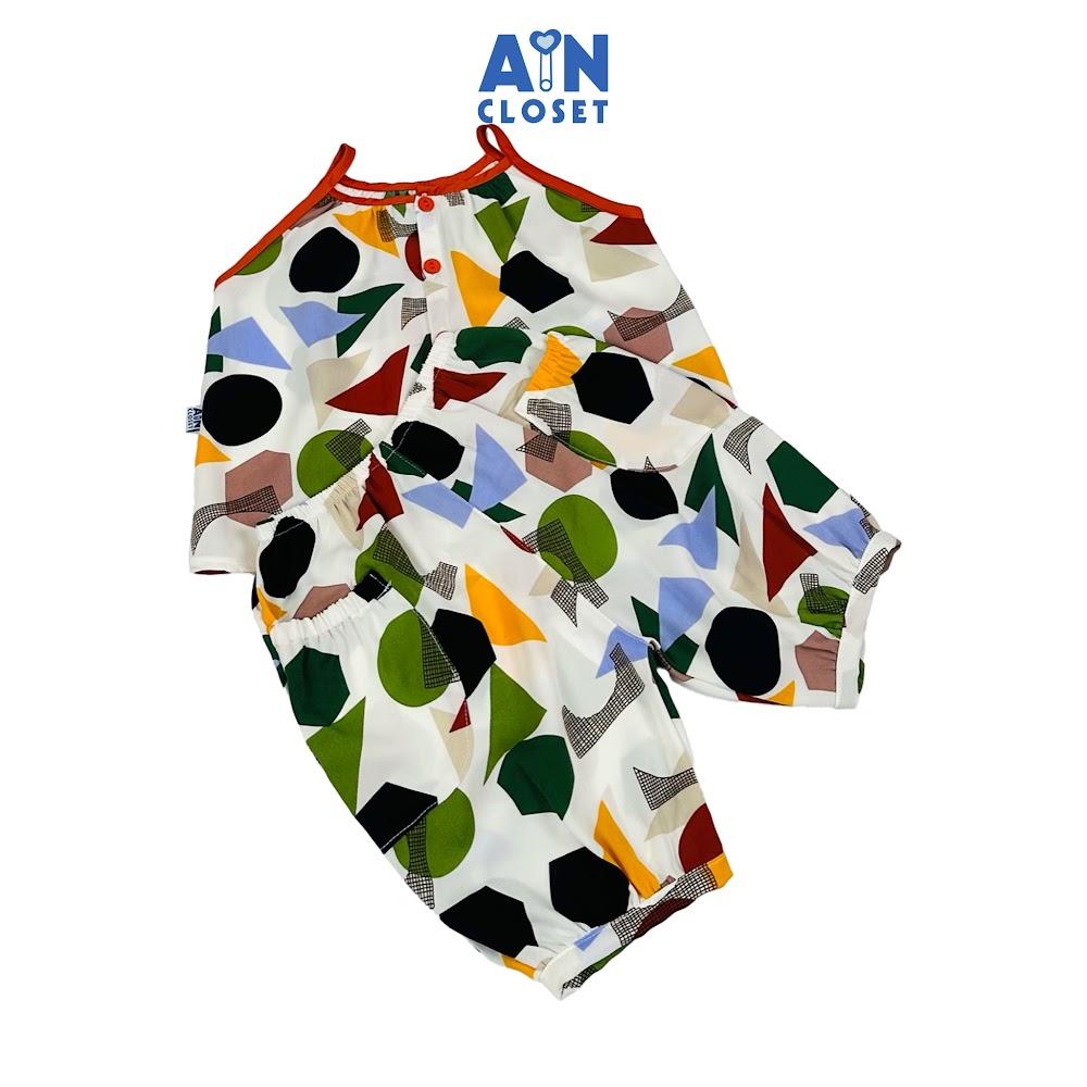 Bộ quần áo Lửng bé gái họa tiết Hình Học lụa trượt - AICDBGAKP5MD - AIN Closet