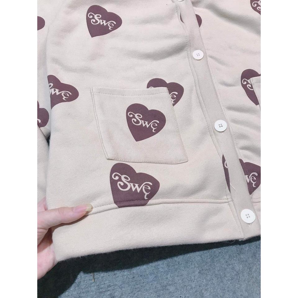 Áo Cardigan Trái tim phong cách Ulzzang Hàn Quốc tay dài chất nỉ cotton Phong Cách Trẻ Trung, Cá Tính CoolZ CD020