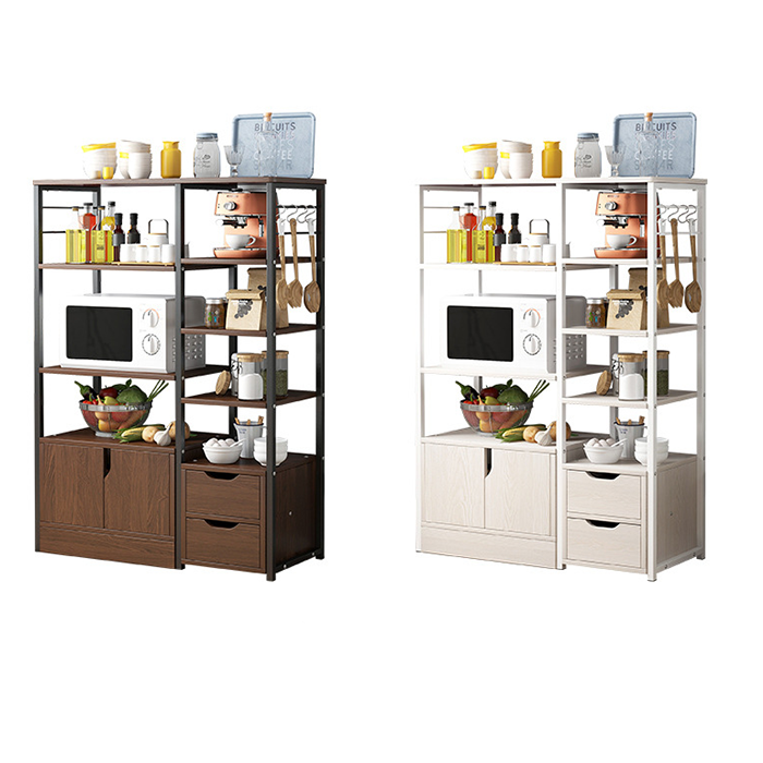 Tủ Bếp Gỗ Khung Sắt Chắc Chắn 1m12 - Kệ Lò Vi Sóng Nhiều Tầng Có Ngăn Tủ Để Đồ, Để Chén Bát Gia Vị Decor Nhà Đẹp