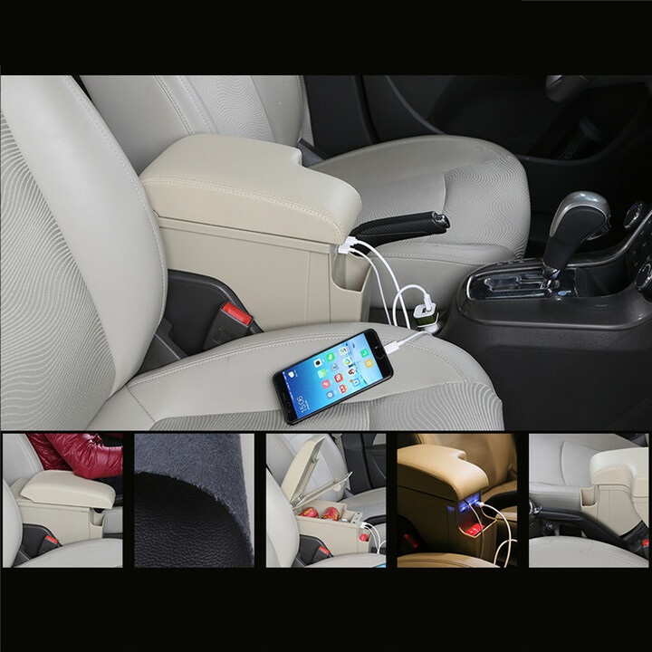Hộp tỳ tay ô tô, xe hơi cao cấp dạng khối, tích hợp 3 cổng USB dùng cho xe Chevrolet Cruze