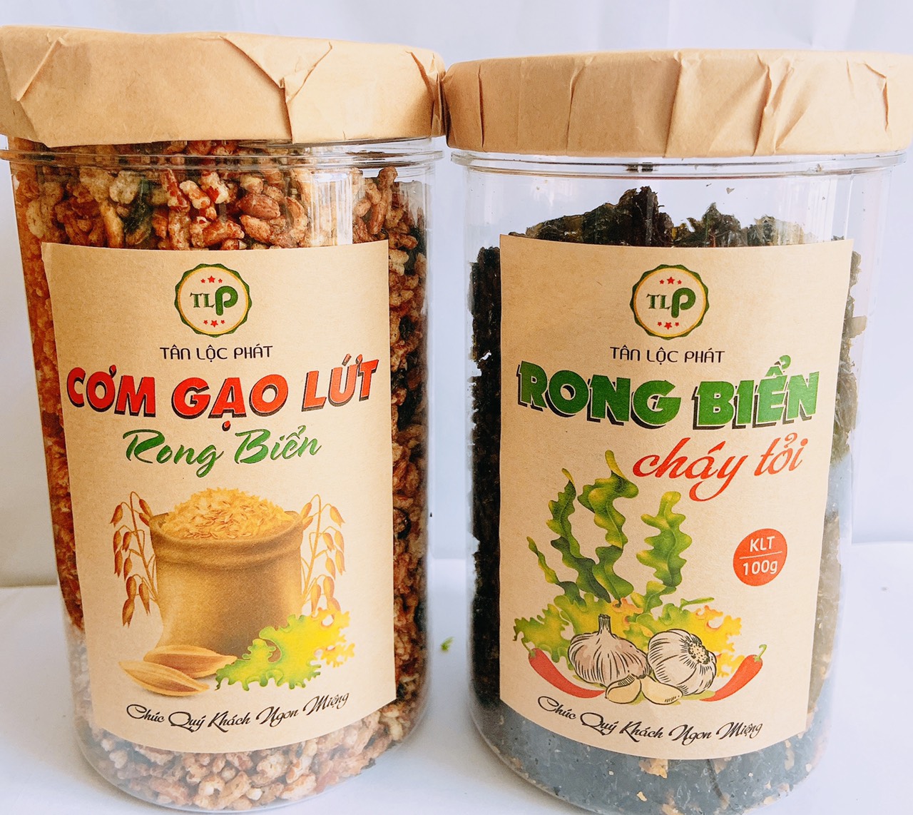 COMBO 2 HŨ RONG BIỂN CHÁY TỎI VÀ CƠM GẠO LỨT RONG BIỂN TLP