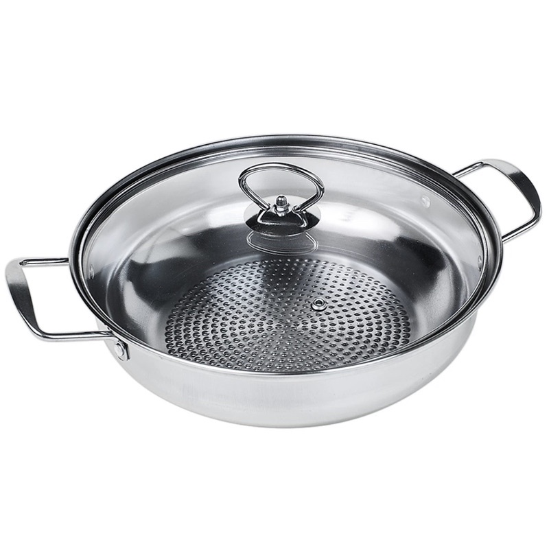 Nồi Lẩu Inox 304 Đáy Sần (Size 30cm) Dùng Trên Mọi Loại Bếp, Phù Hợp Ăn Lẩu, Xào Thực Phẩm