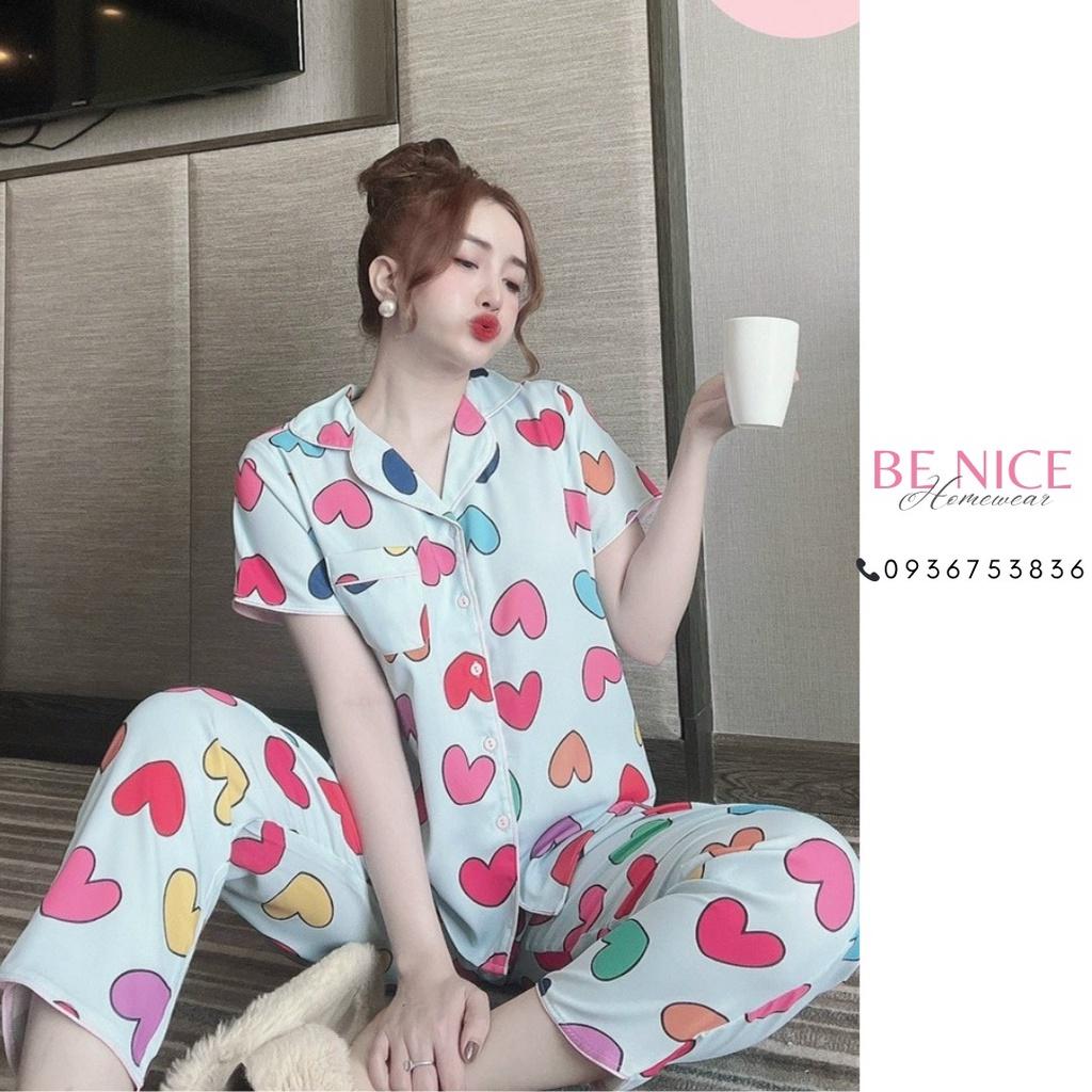 Bộ pijama mặc nhà Be Nice Homewear quần dài tay ngắn chất mango siêu đẹp