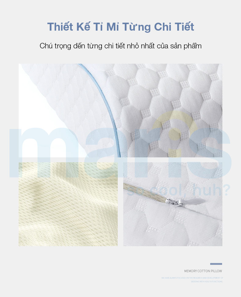 Gối Ngủ Cao Su Non Memory Foam Cao Cấp Maris MR-705, chống đau mỏi vai gáy, đau đốt sống cổ