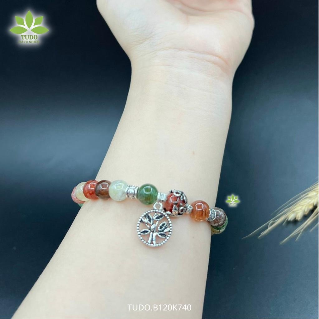 Vòng Tay Nữ Đẹp - Vòng Phong Thủy Đa Mệnh TUDO B120K740 VCBTAUL Charm Bạc Cây Mộc Tròn