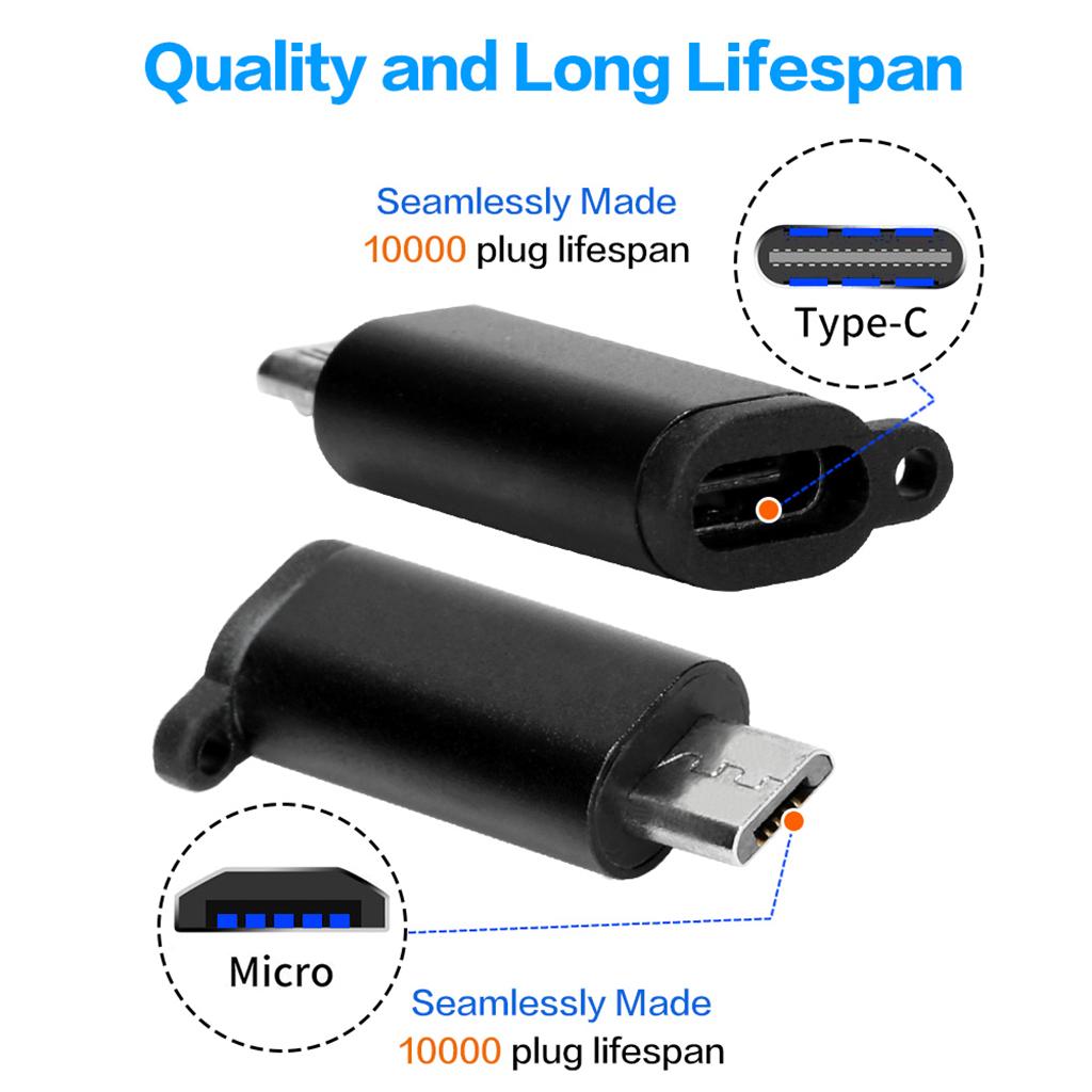 Type C Adapter With Keychain Charger To Micro USB Converter Connector