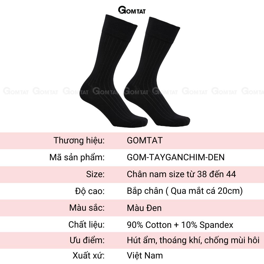 Tất vớ đi giày tây nam công sở cổ cao, họa tiết gân chìm màu đen cao cấp, hút ẩm thoáng khí - GOM-TAYGANCHIM-DEN