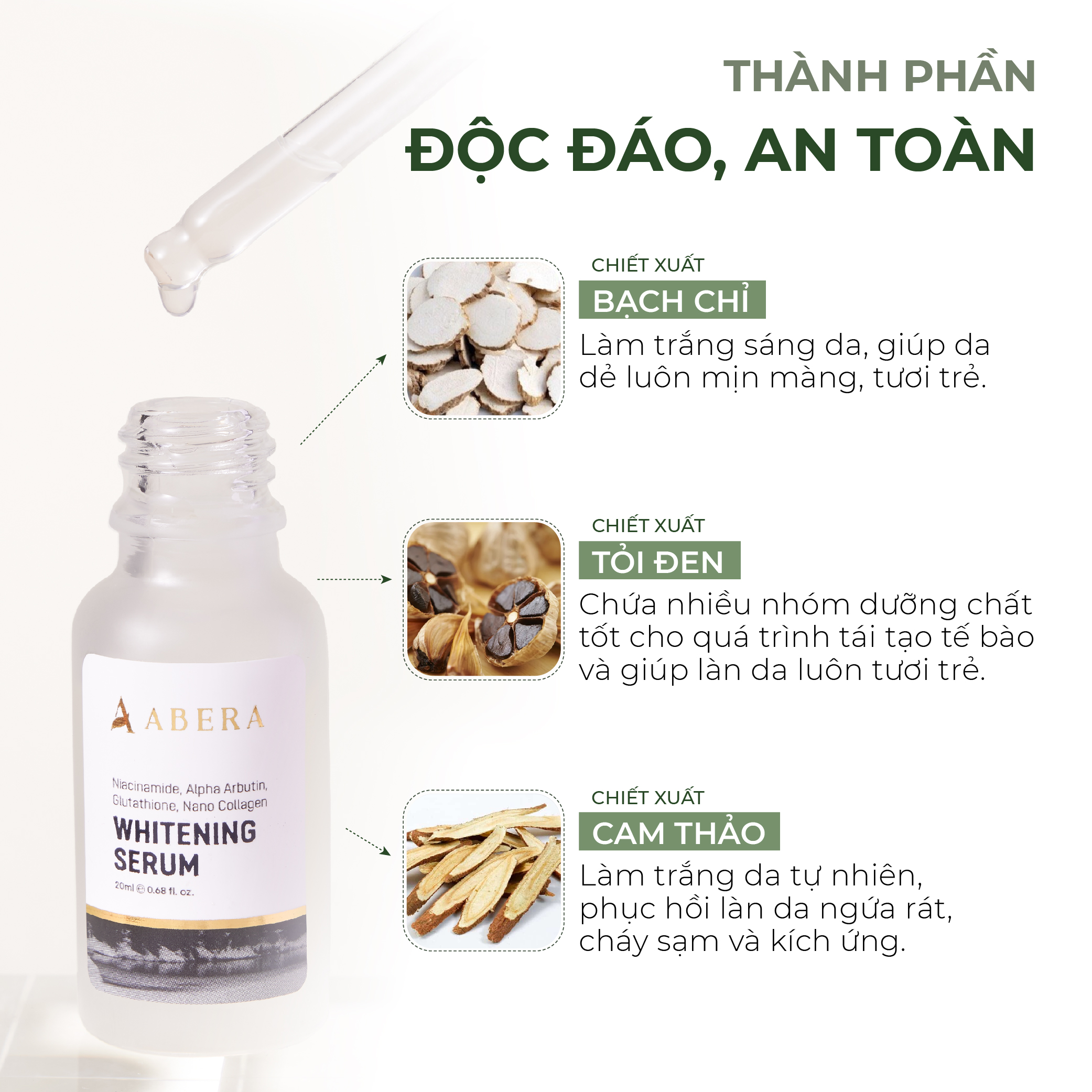 Serum Trắng Da Abera Dưỡng Cho Da Trắng Sáng, Mịn Màng, Ngăn Ngừa Kích Ứng