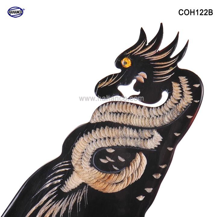 Lược sừng đen hình Rồng (Size: L - 18cm) COH122B - Quà tặng ý nghĩa rất đẹp - Chăm sóc tóc