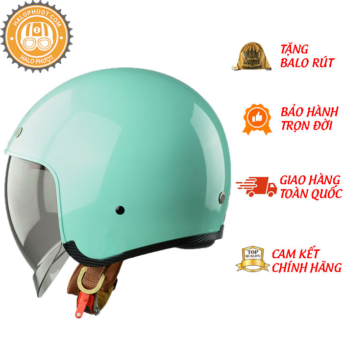 Mũ bảo hiểm 3/4 Royal M139 xanh ngọc bóng