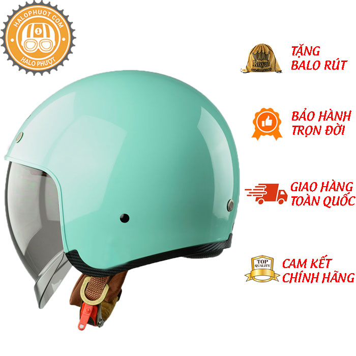 Mũ bảo hiểm 3/4 Royal M139 xanh ngọc bóng