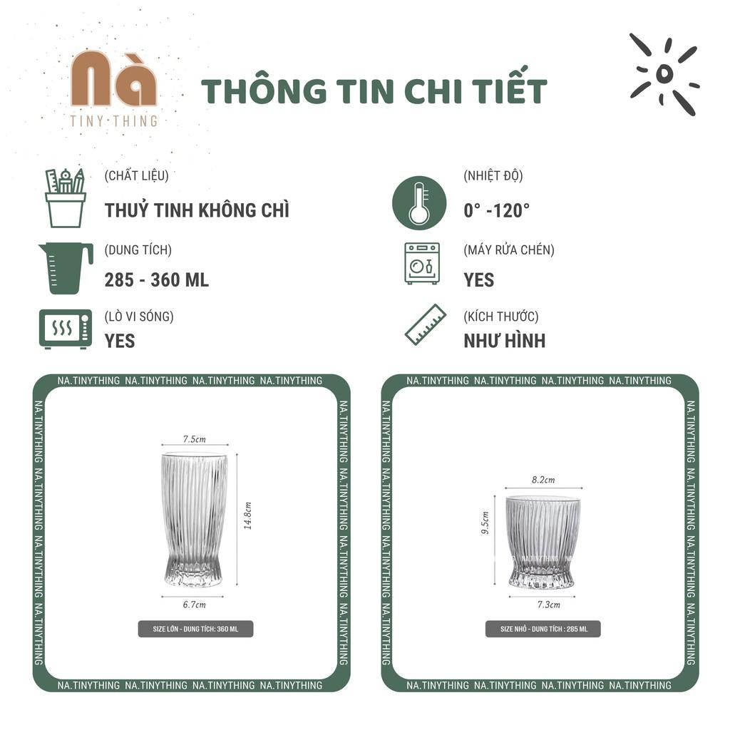 Ly cốc thuỷ tinh chiu nhiệt dùng uống nước và cà phê kiểu dáng tròn, hoạ tiết hiện đại phong cách Hàn Quốc NA0049