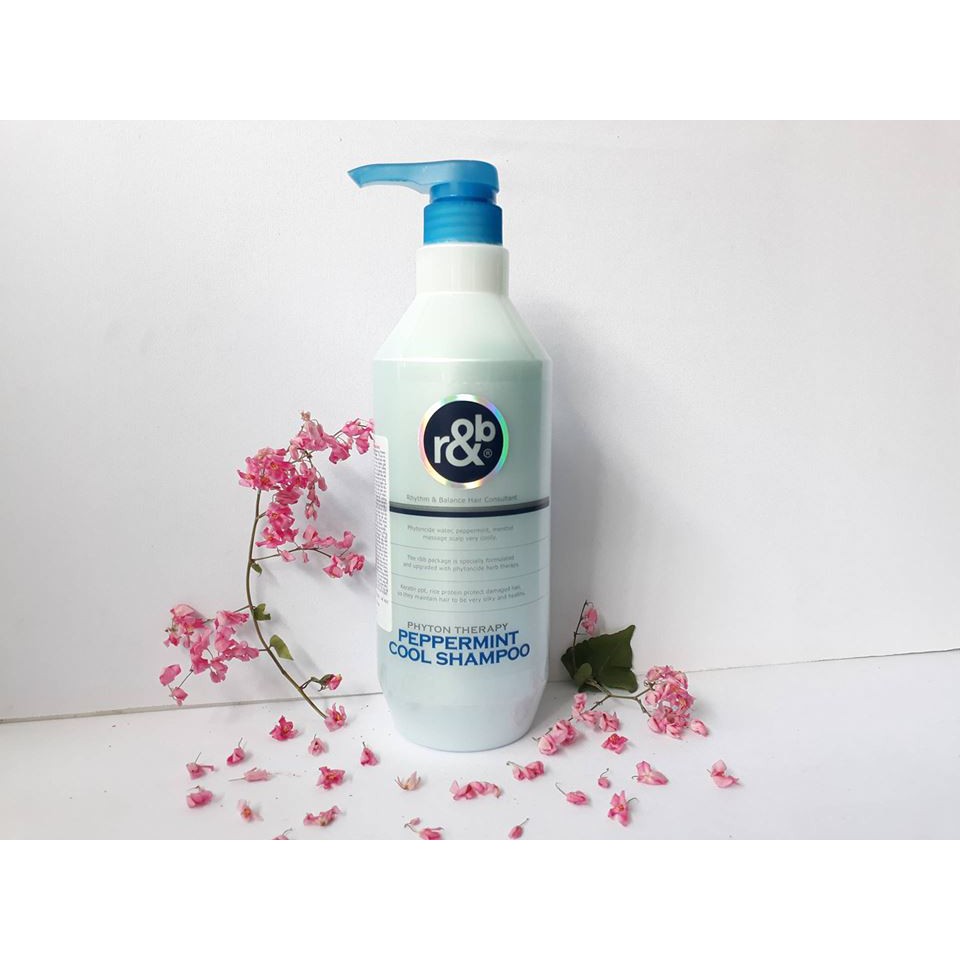 Dầu gội bạc hà sạch gàu, phục hồi da đầu và tóc khô thiếu dưỡng chất R&amp;B Peppermint Cool Shampoo, Hàn Quốc 450ml