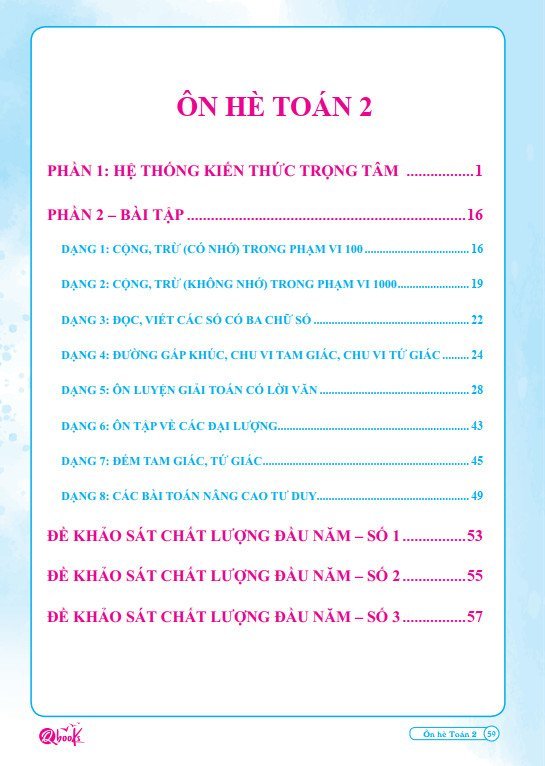 Bộ ÔN HÈ Lớp 2 - Dành cho học sinh lớp 2 lên lớp 3 - Theo chương trình SGK mới nhất