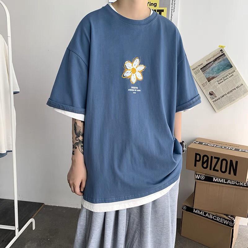 Áo thun tay lỡ unisex form rộng Hoa Cúc White nam nữ phong cách ulzzang Wind