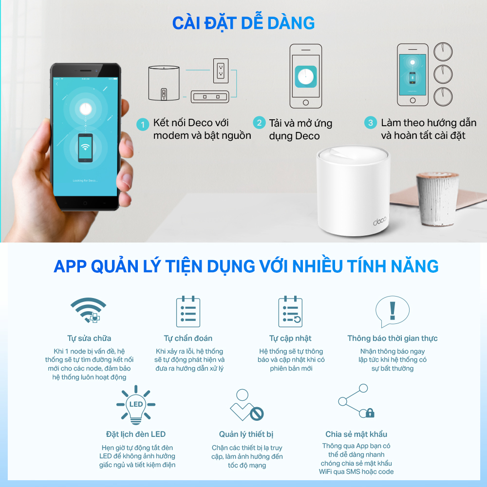 [Hàng Chính Hãng] Bộ Phát Wifi Mesh TP-Link Deco X10 Chuẩn Wifi 6 AX 1500Mbps
