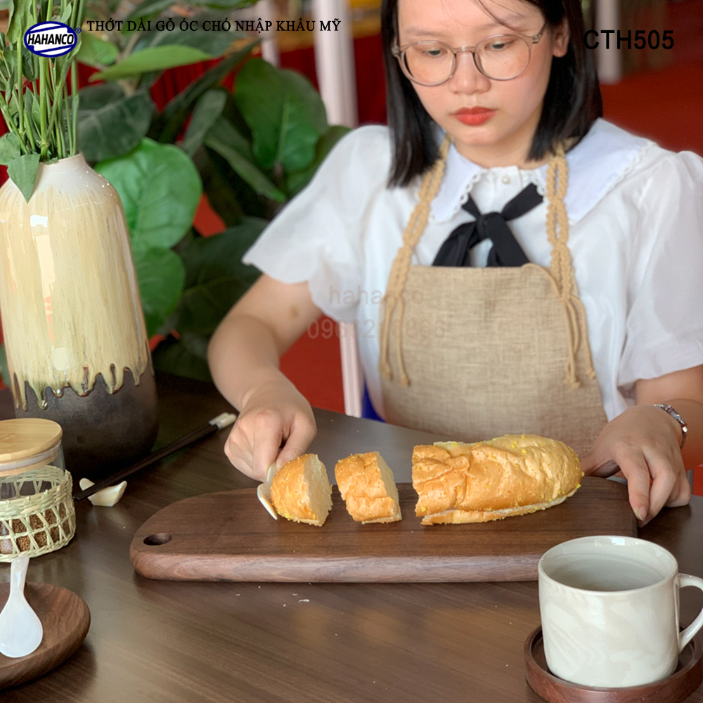 Thớt gỗ óc chó nhập khẩu Mỹ liền khối trang trí bàn ăn/ khay bánh mì/trái cây tráng miệng/bít tết/ Kê Thức Ăn Khi Thái/Pizza/Decor/chụp ảnh sản phẩm/Beef Steak- CTH505