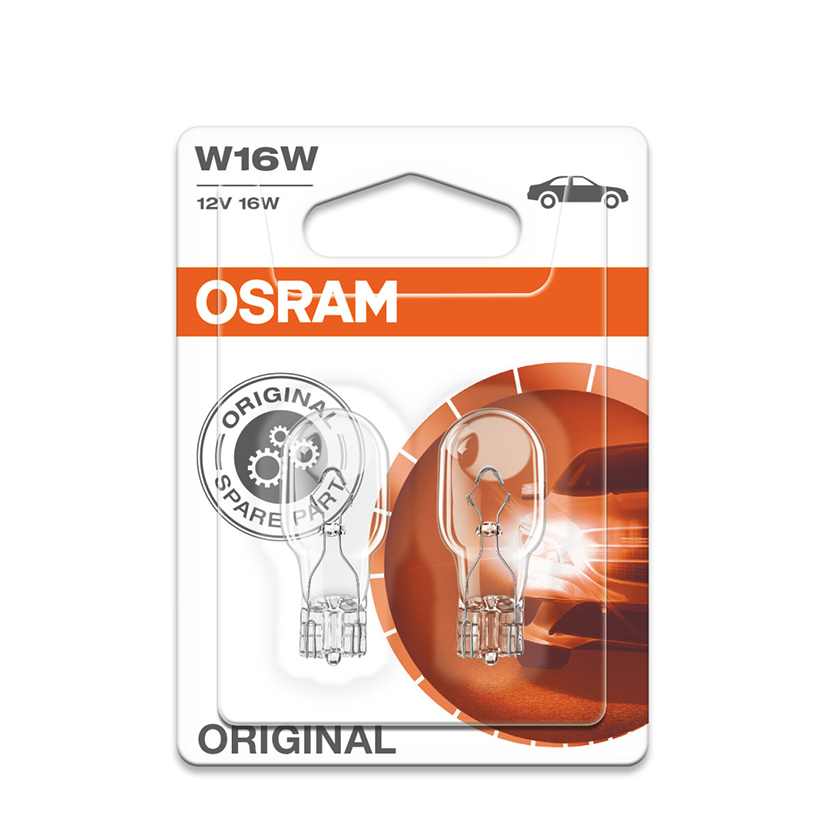 Bóng đèn chân ghim trung 1 tim OSRAM ORIGINAL W16W 12v 16w (Vỉ 2 cái)