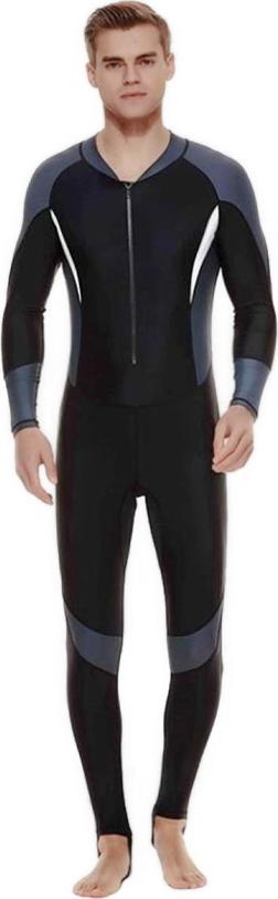 Mens Snorkeling Suit Long-Sleeved One-Piece Swimsuit Lycra Surf Suit - Grey - XXXL